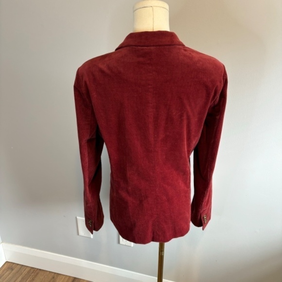 Cleo Women's Burgundy Corduroy Single Breasted Blazer, Plaid Lining SZ Small - Picture 10 of 10
